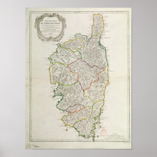 Karta på Korsika Poster