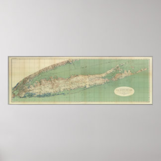 Karta på Long Island Poster