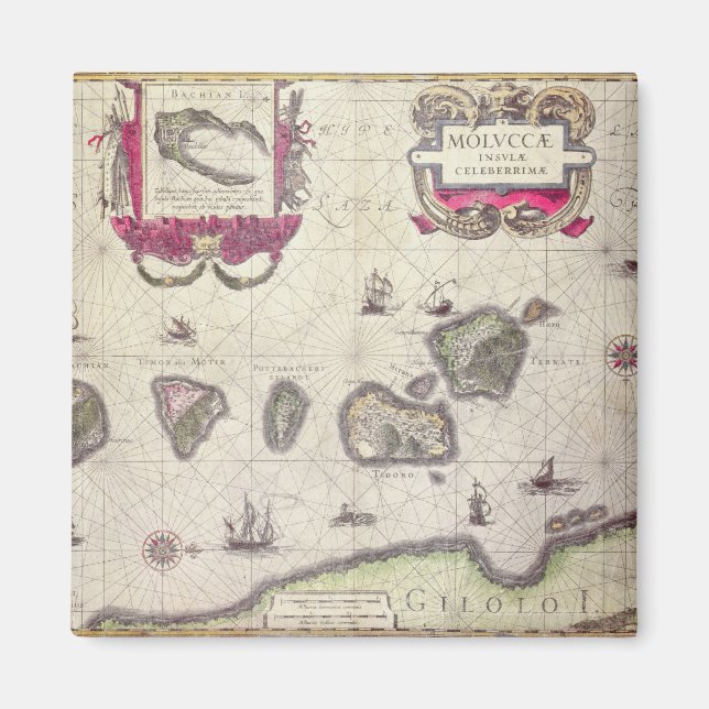 Karta på Moluckerna, graverad Magnet (Framsidan)
