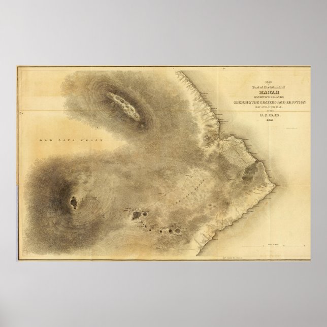 Karta på ön Hawaii Poster (Framsidan)