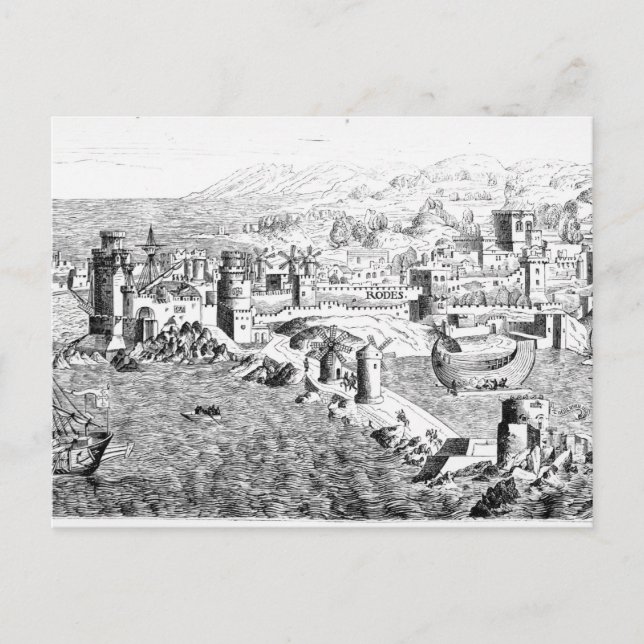 Karta på ön Rhodes Vykort (Framsida)