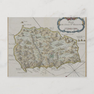 Karta på ön Saint Helena Vykort