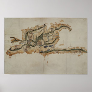 Karta på ön Santo Domingo Poster