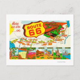 Karta på Route 66 från Los Angeles till Chicago Vykort