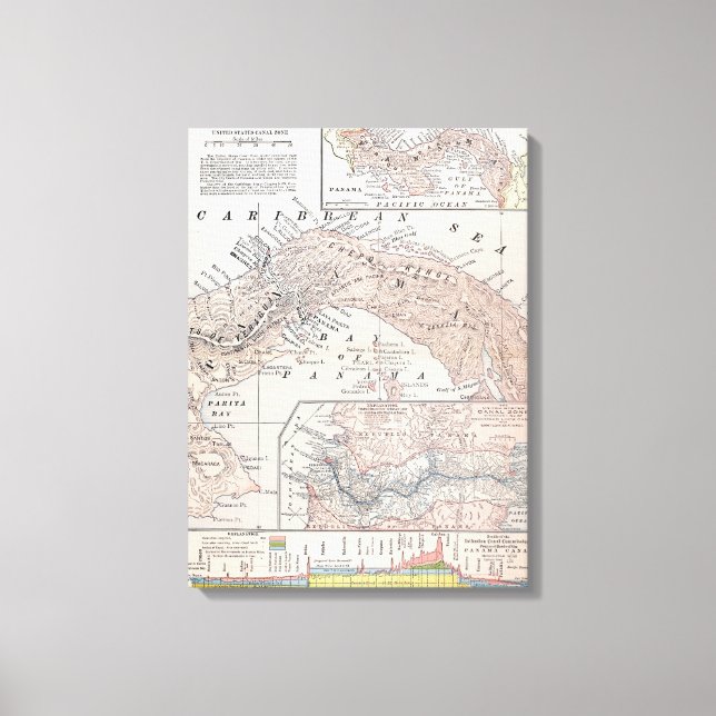 KARTA: PANAMA, 1907 CANVASTRYCK (Framsida)