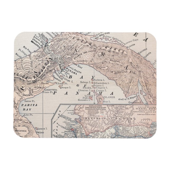 KARTA: PANAMA, 1907 MAGNET (Horisontell)