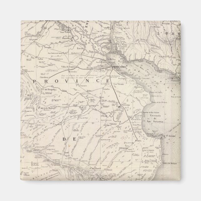 Karta, provinsen Buenos Aires, angränsande områden Magnet (Framsidan)