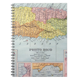 KARTA: PUERTO RICO 1900 ANTECKNINGSBOK MED SPIRAL