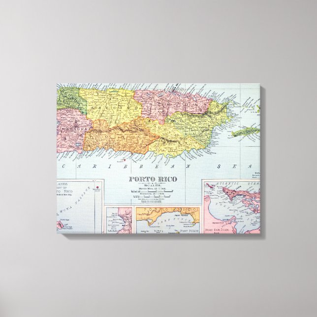 KARTA: PUERTO RICO, 1900 CANVASTRYCK (Framsida)