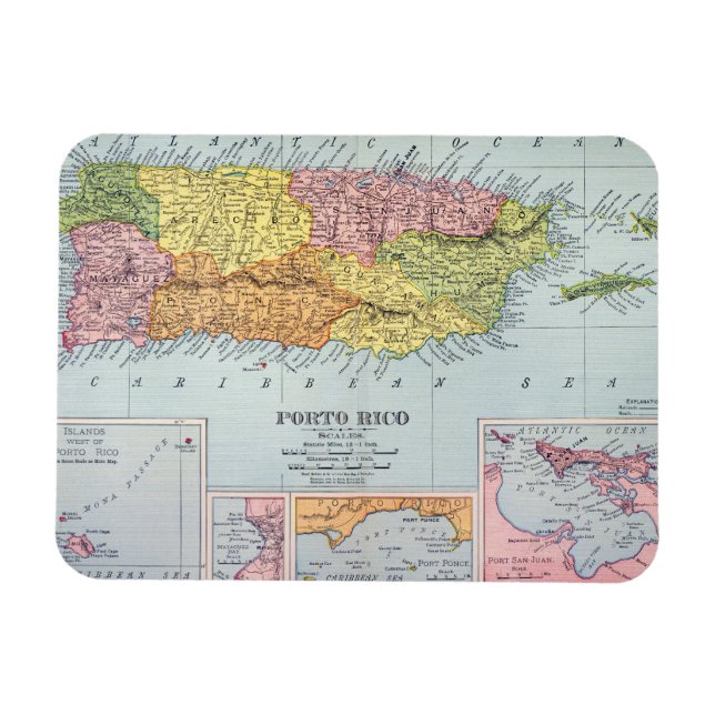 KARTA: PUERTO RICO, 1900 MAGNET (Horisontell)