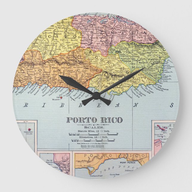 KARTA: PUERTO RICO 1900 STOR KLOCKA (Framsida)