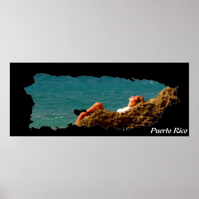 Karta Relaxing för ön Puerto Rico Poster (Framsidan)