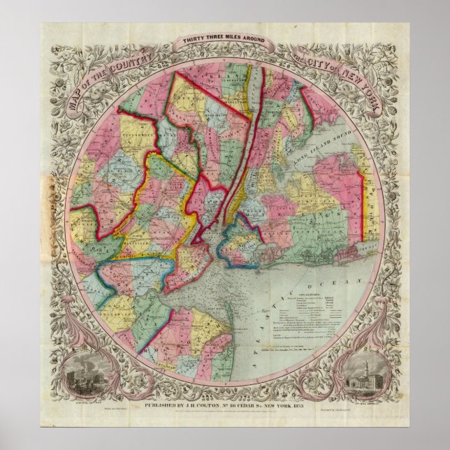 Karta runt staden New York Poster (Framsidan)
