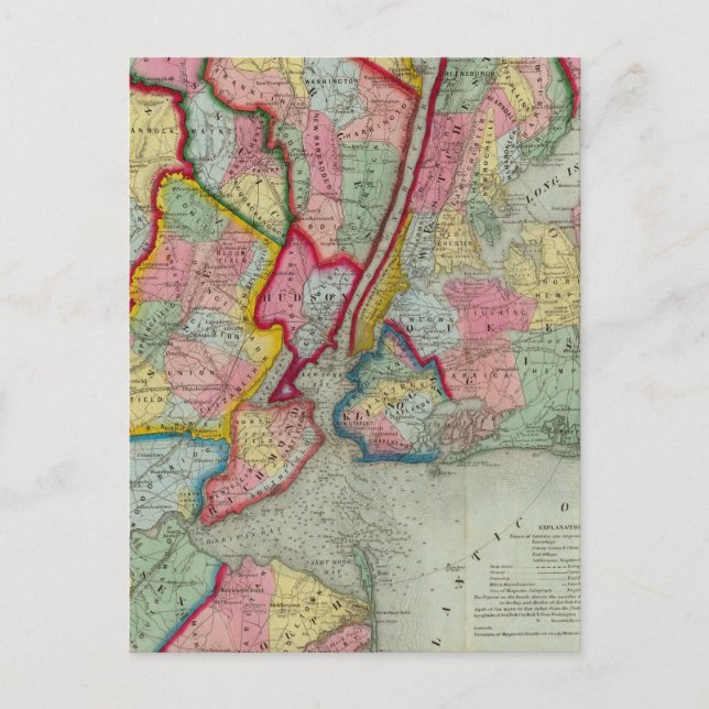 Karta runt staden New York Vykort (Framsida)