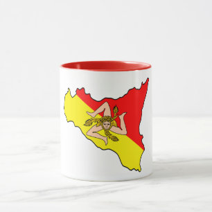 Karta Sicilien med Trinacria Symbol Coffee Mugg