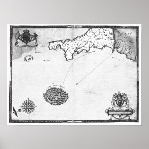 Karta som visar Armada-flottans rutt Poster