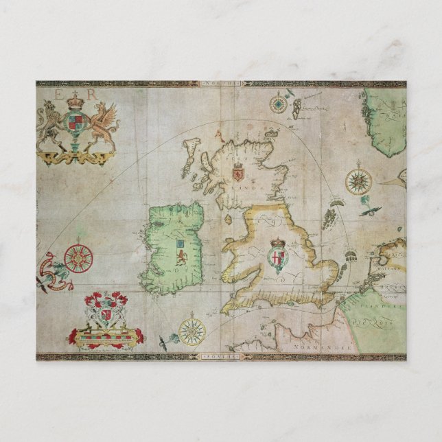 Karta som visar Armada-flottans rutt Vykort (Framsida)