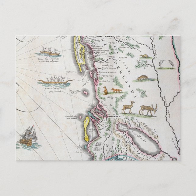 Karta som visar ostkusten vykort (Framsida)