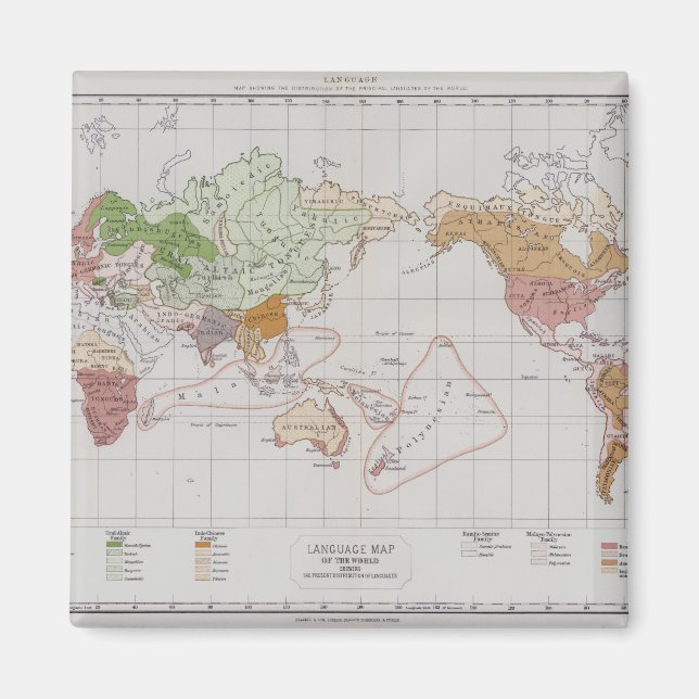 Karta som visar världens språk magnet (Framsidan)