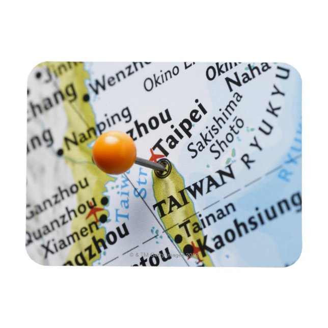 Karta-stift placerad i Taipei, Taiwan på karta, Magnet (Horisontell)