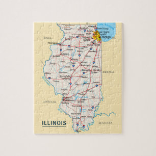 Karta till Illinois resmål Pussel