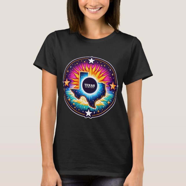 Karta Total Solar Eclipse 8 april 2024 T Shirt (Framsida)