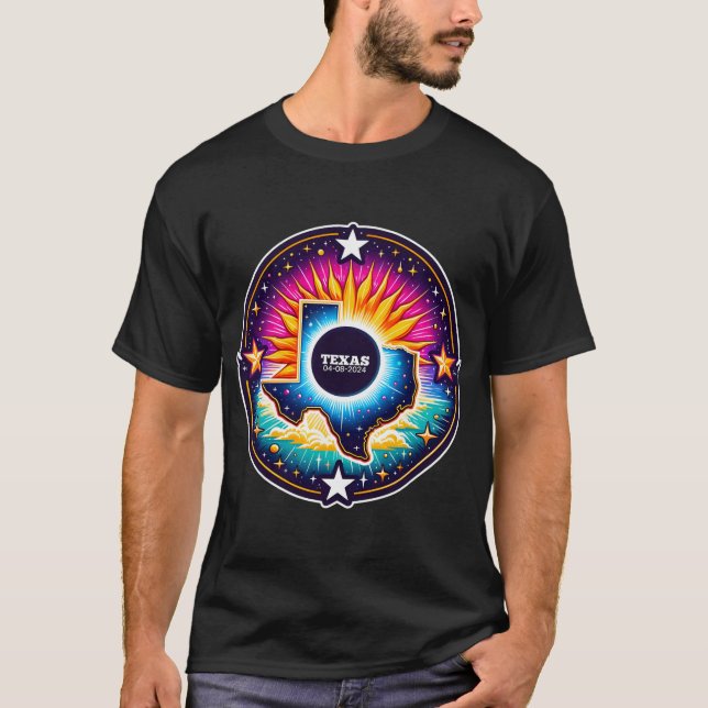 Karta Total Solar Eclipse 8 april 2024 T Shirt (Framsida)