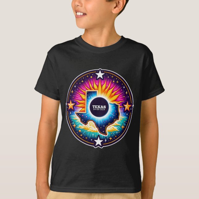 Karta Total Solar Eclipse 8 april 2024 T Shirt (Framsida)