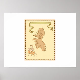 Karta Treasure Island Tall Frakt Poster