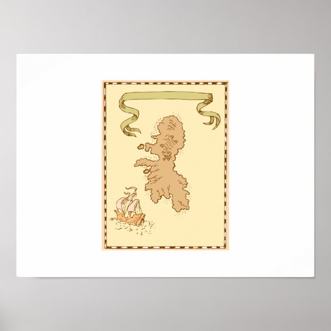 Karta Treasure Island Tall Frakt Poster (Framsidan)