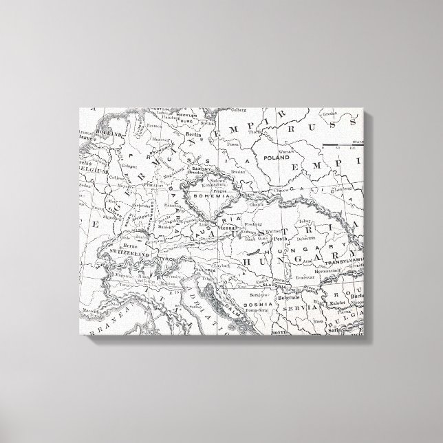 KARTA: TYSKLANDA OCH ÖSTERRIKE CANVASTRYCK (Framsida)