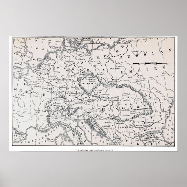 KARTA: TYSKLANDA OCH ÖSTERRIKE POSTER (Framsidan)