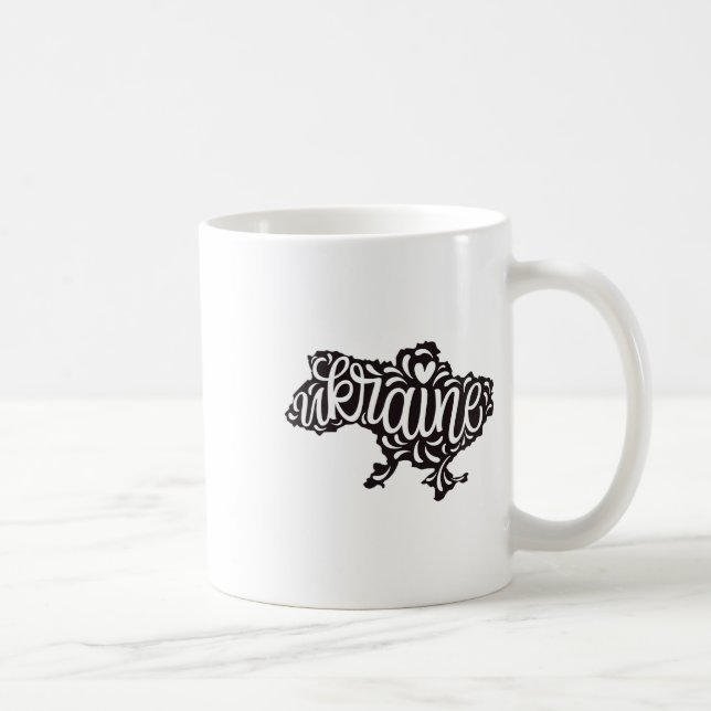 Karta Ukraina - Ukrainas nationella emblem  Kaffemugg (Höger)