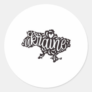 Karta Ukraina - Ukrainska nationella emblem Runt Klistermärke