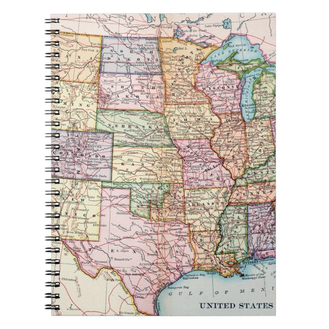 Karta: United States 1905 Anteckningsbok Med Spiral (Framsidan)