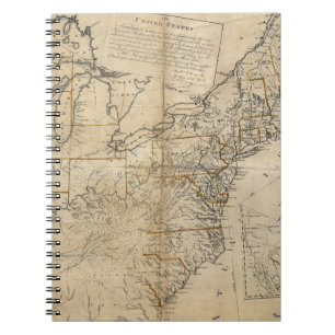 KARTA: USA, 1783 ANTECKNINGSBOK MED SPIRAL