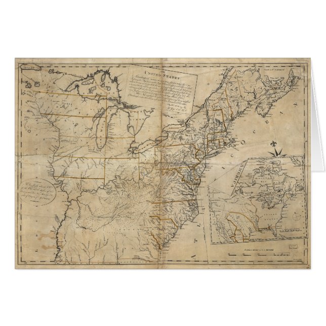 KARTA: USA, 1783 HÄLSNINGSKORT (Framsidan Horizontal)