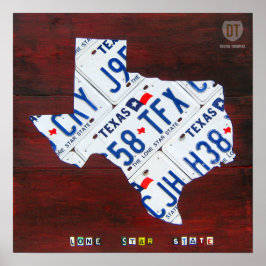 Karta-utskrift av Texas License Plate Poster