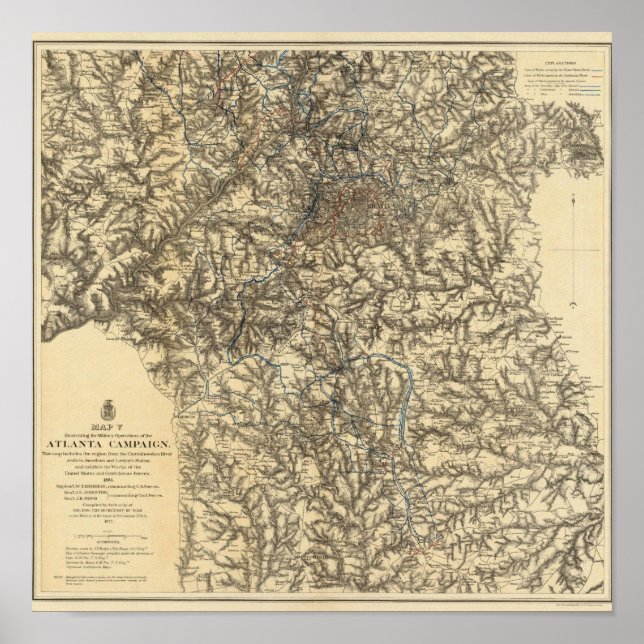 Karta V som illustrerar de militära operationerna Poster (Framsidan)