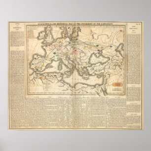 Karta vid Barbarianernas inkursioner Poster