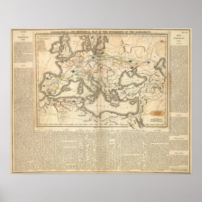 Karta vid Barbarianernas inkursioner Poster (Framsidan)