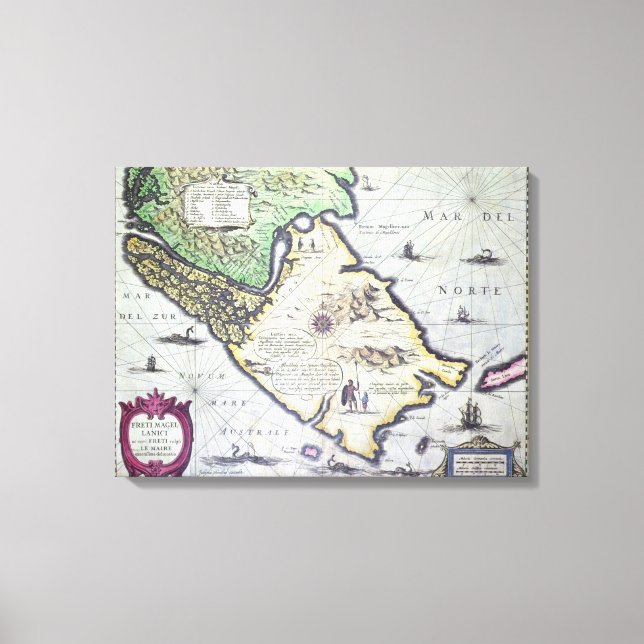 Karta vid Magellansundet, Patagonien Canvastryck (Framsida)