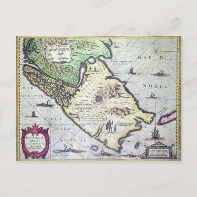 Karta vid Magellansundet, Patagonien Vykort (Framsida)