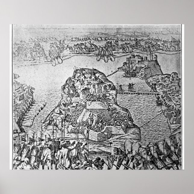 Karta vid Maltas belägring 1565 Poster (Framsidan)