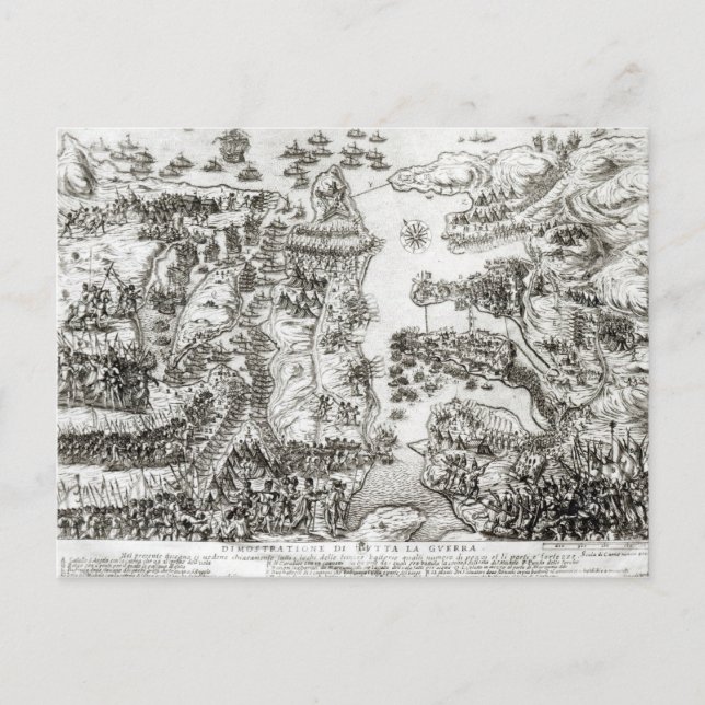 Karta vid Maltas belägring 1565 Vykort (Framsida)