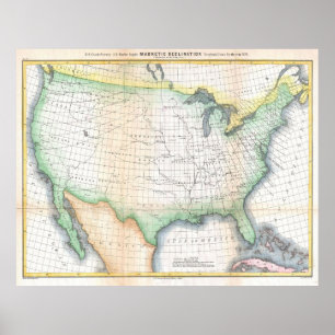 Karta vintageUnited States för magnetisk Poster