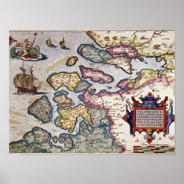 Karta, Zeeland, 1560 Poster (Framsidan)