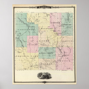 Kartan av Barron County, påstår av Wisconsin Poster