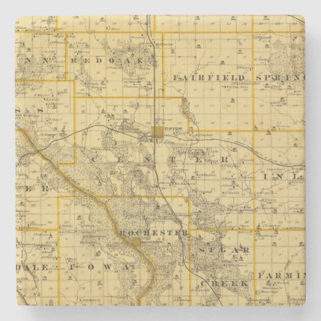 Kartan av Cedar County, påstår av Iowa Underlägg Sten (Framsidan)