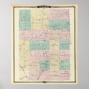 Kartan av Clark County, påstår av Wisconsin Poster